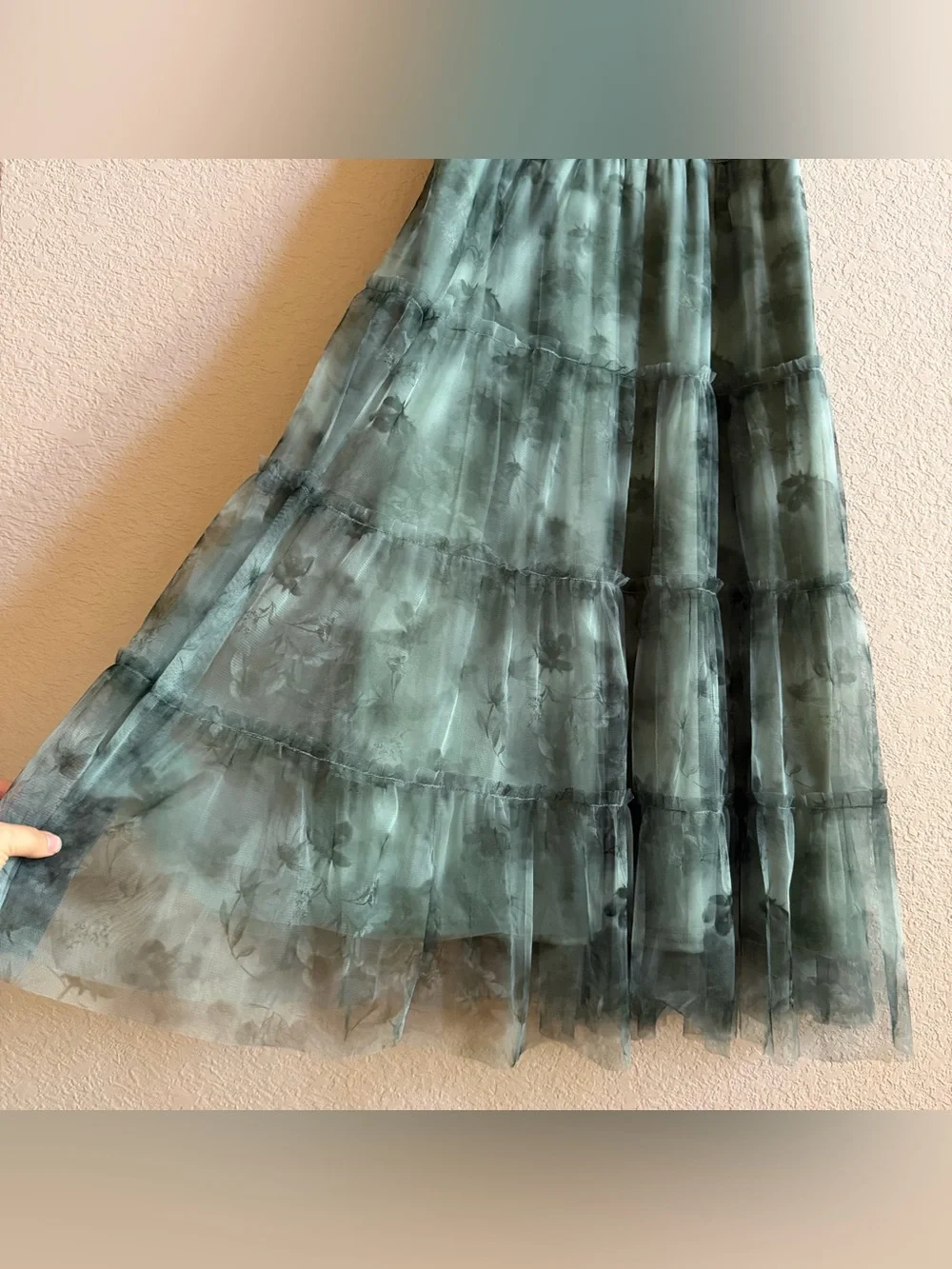 Baltic Born Clementine Tulle Midi Party Dress Dusty Green Print Size Large NWT